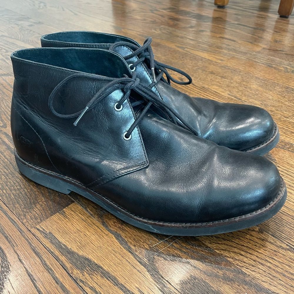 UGG Black Leather Chukka Boots
